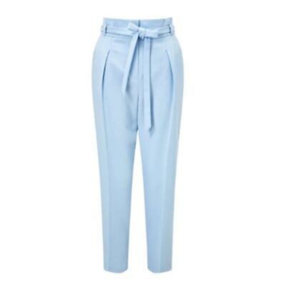 Alex Marie Tia Pleated Hi-Rise Paperbag Pants Light Blue - Picture 1 of 10